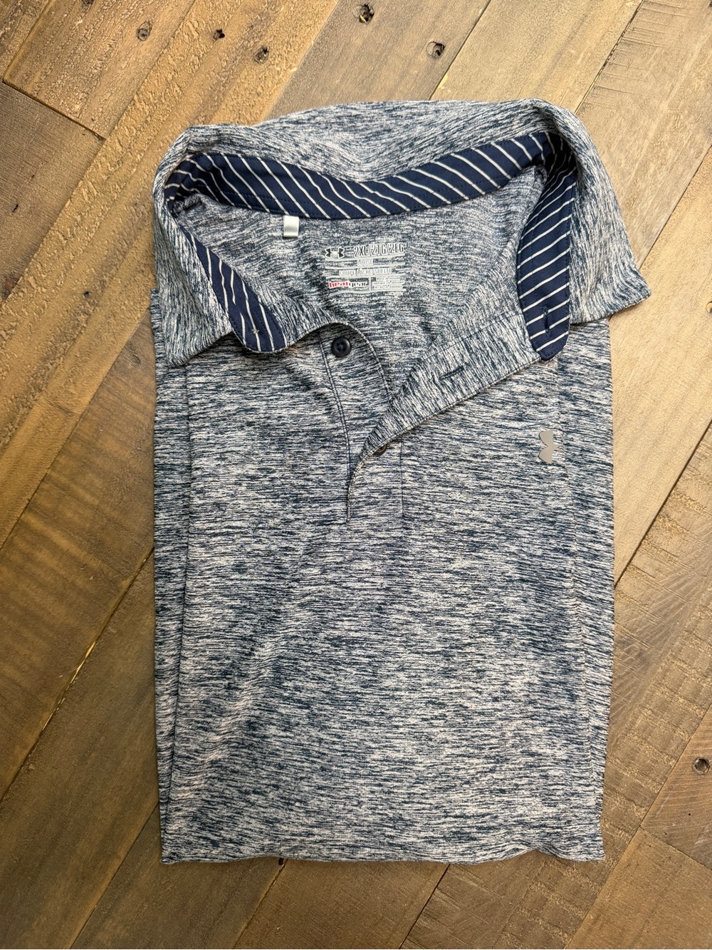Under Armour Shirt Mens Blue Short Sleeve Loose Fit Heatgear Golf Polo 2XL XXL